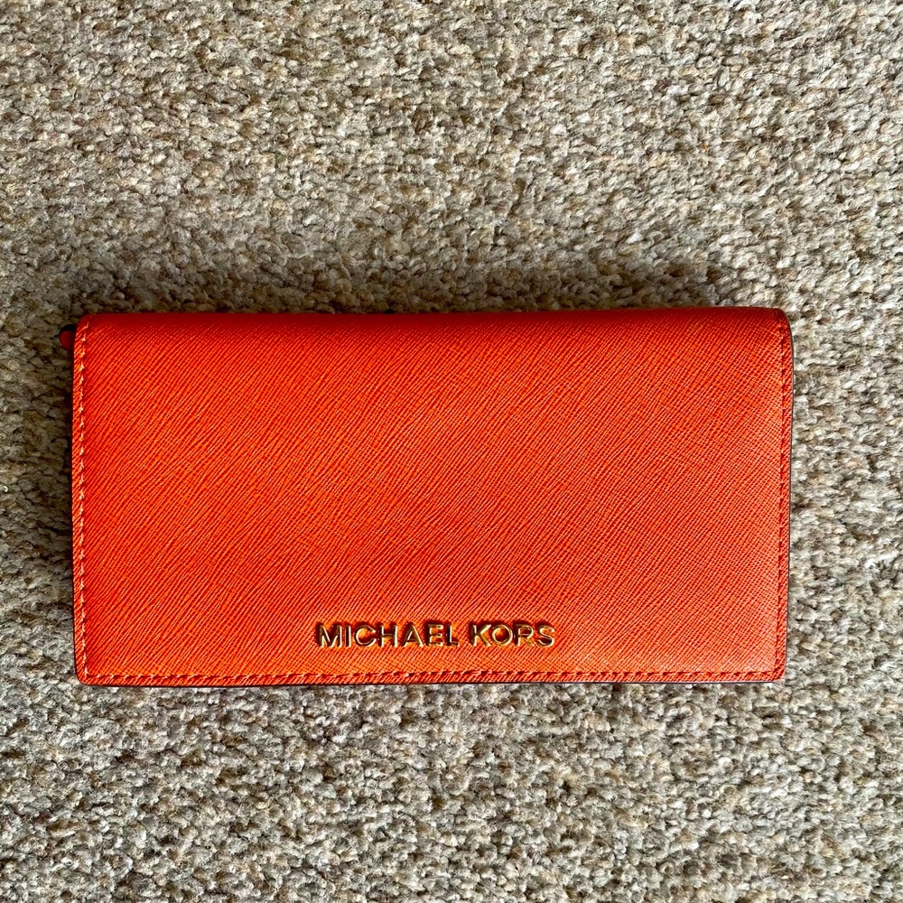 Michael Kors Leather Orange Wallet